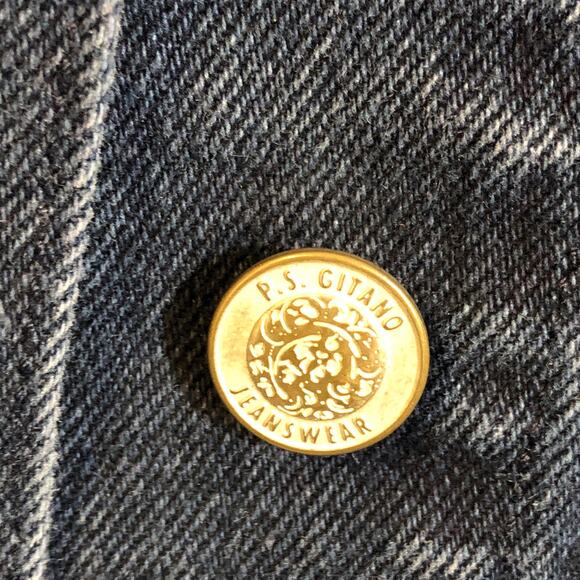 P.S. Gitano Denim Vest Dark Blue Cotton Vintage Retro 80s Western Workwear - Picture 4 of 10